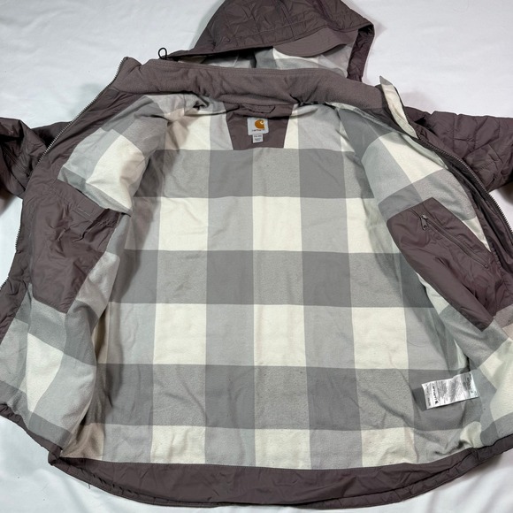 Carhartt Womens Quilted Hooded Jacket Puffer Coat Brown XXL 20 - Picture 9 of 10